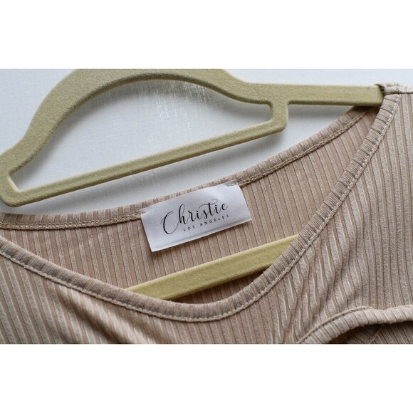 Christie Los Angeles beige key hole front womens top L - Picture 2 of 7